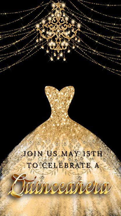 Editable Quinceañera invitation video template designed for mobile phones. Includes animated text, music, and photo customization. Perfect for Sweet 15 or Sweet 16 birthdays. Share instantly via text, WhatsApp, email, or social media. A beautiful, stunning design ideal for modern celebrations. Delivered as MP4 download—no physical item.
