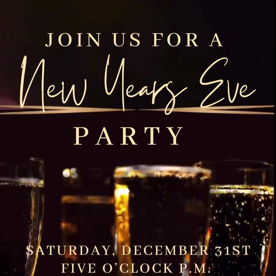 Smartphone screen showing glittery New Year’s video invite with countdown