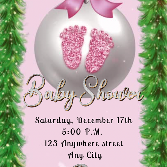 Girl baby shower Christmas invite