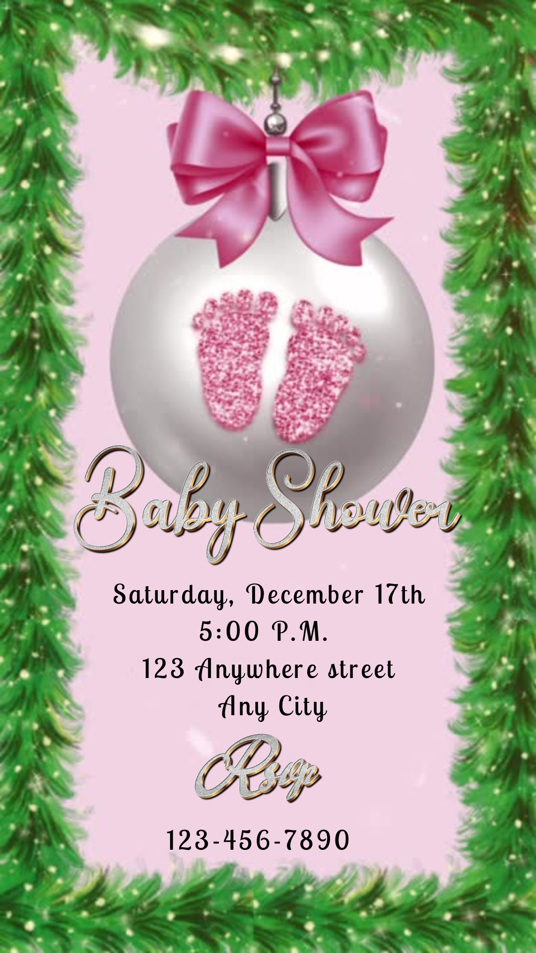 Girl baby shower Christmas invite
