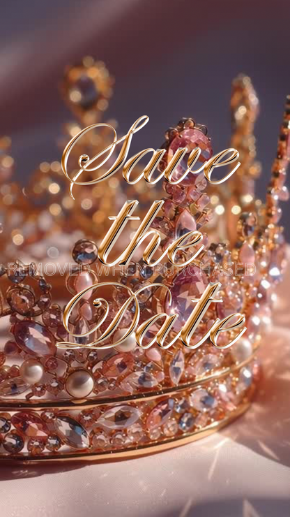 Pink Quinceanera Video Invite | Gold Sweet 15 16 Princess Invite | Editable Canva Evite Template