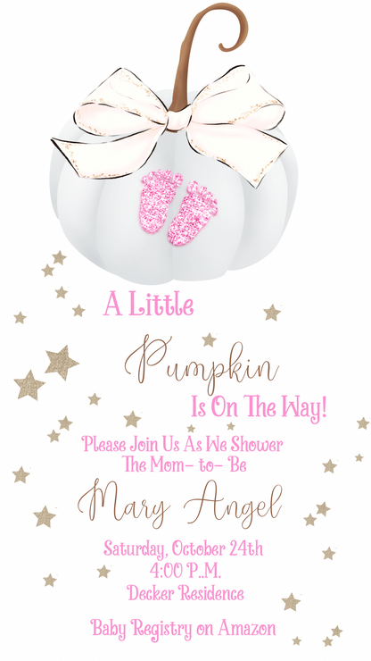 Baby Shower video invite - Pink pumpkin Baby Shower Evite - Pink Footprints It’s a girl