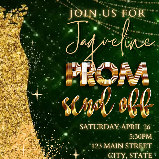 Prom Sendoff & Reveal party video invitation with glamorous design