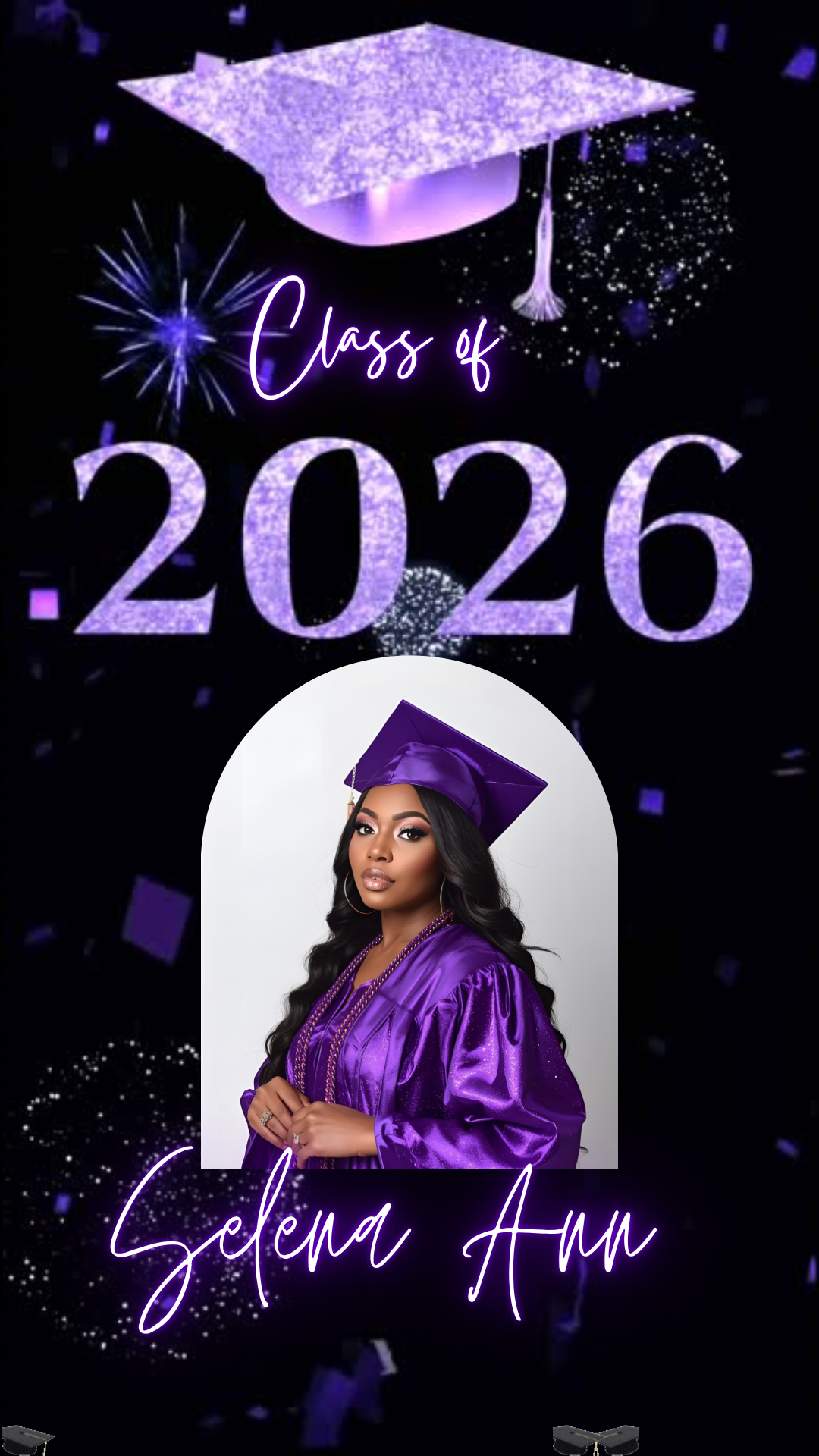Graduation Party Video Invitation | Purple and Black Graduation Invite for Her | Editable Online RSVP Evite Canva Template