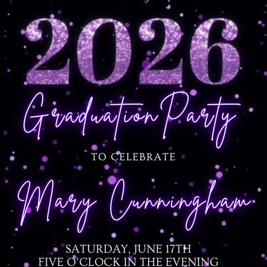 Purple Graduation Party Video Invitation | Class of 2026 Photo Invite | Editable Online RSVP Evite Canva Template