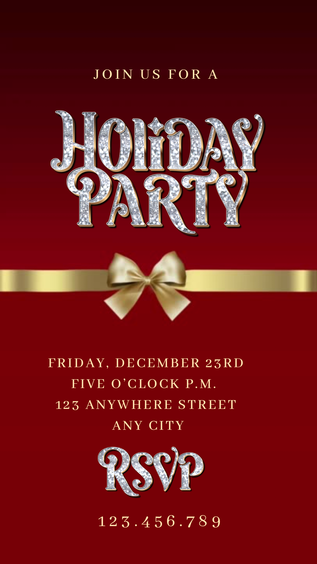 Red and gold holiday evite