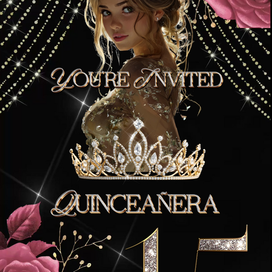 Editable Quinceañera invitation video template designed for mobile phones. Includes animated text, music, and photo customization. Perfect for Sweet 15 or Sweet 16 birthdays. Share instantly via text, WhatsApp, email, or social media. A beautiful, stunning design ideal for modern celebrations. Delivered as MP4 download—no physical item