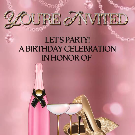 high heel birthday video invitation for 40th, 50th, or 60th birthday – glamorous animated Canva template for mobile