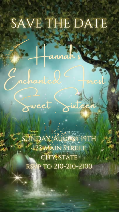 Enchanted Garden Forest Birthday Video Invitation Canva Template Animated Fairy Party Digital Evite Download Magical Woodland evite for her