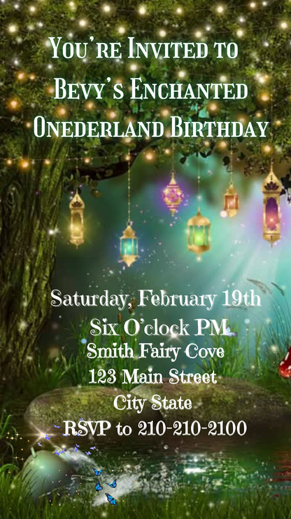Enchanted Forest Video Invitation Magic Garden Animated Invite Fairy Lights Editable Canva Digital Template Invite Instant Download music
