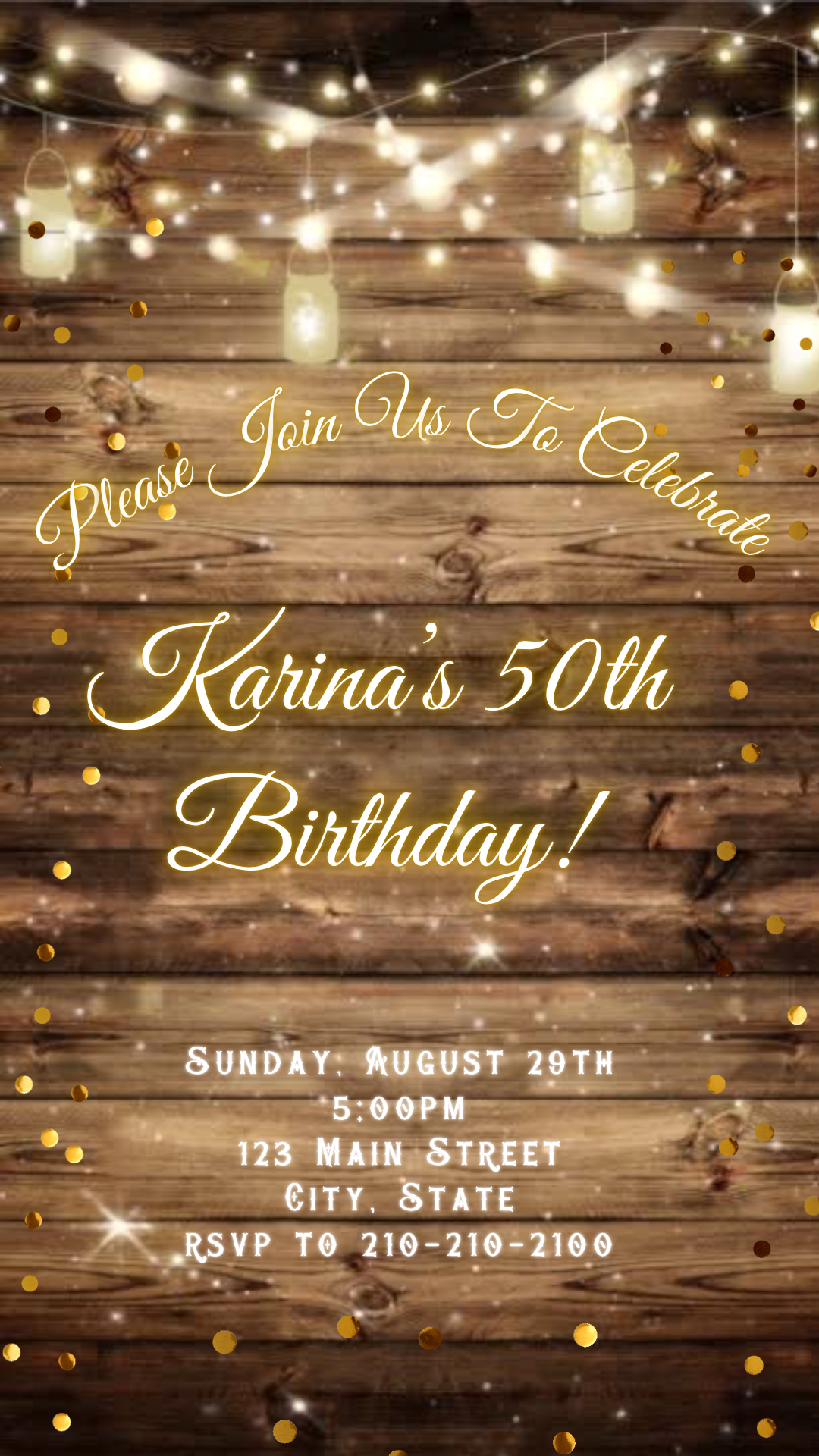 String Lights Video Invitation | Western Theme Digital Evite | Editable Canva Template
