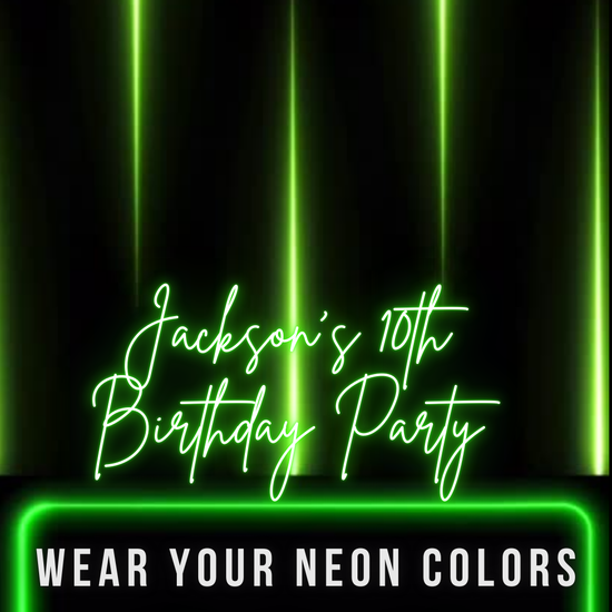 Neon Jump Party video invitation with trampoline glow graphics