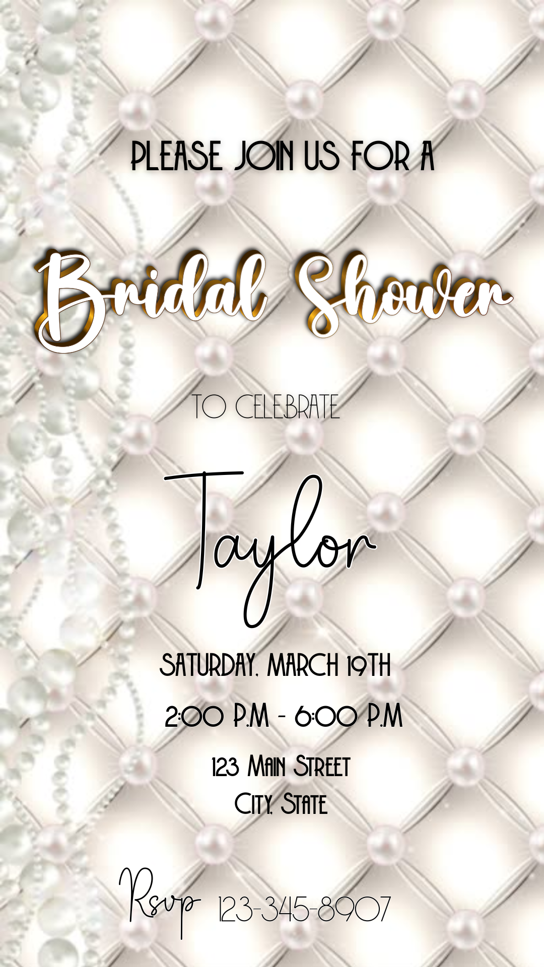 Smartphone showing floral bridal shower video invitation