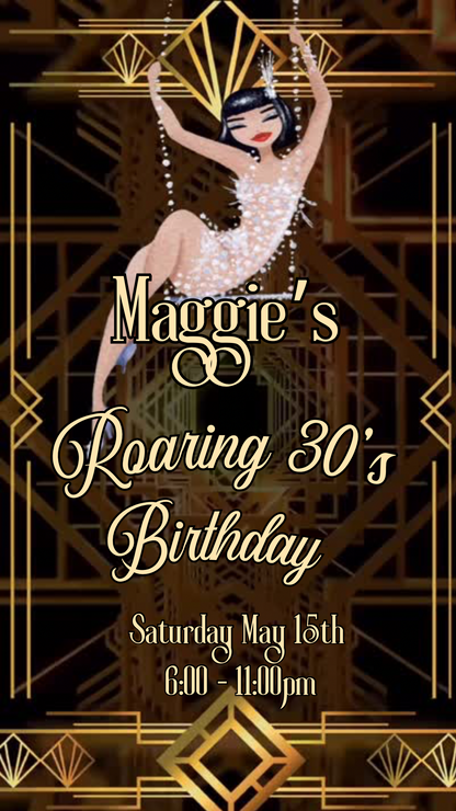Gatsby Video Invite Roaring 20s party theme | Personalized Prohibition Speakeasy digital invitation