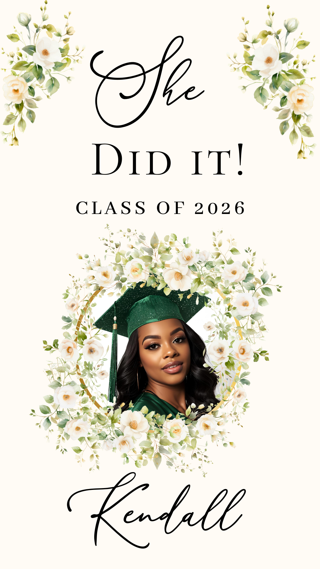 Graduation Party Video Invitation | Spring Floral Graduation Invite for Her | Editable Online RSVP Evite Canva Template