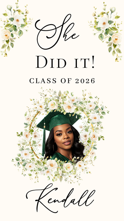 Graduation Party Video Invitation | Spring Floral Graduation Invite for Her | Editable Online RSVP Evite Canva Template