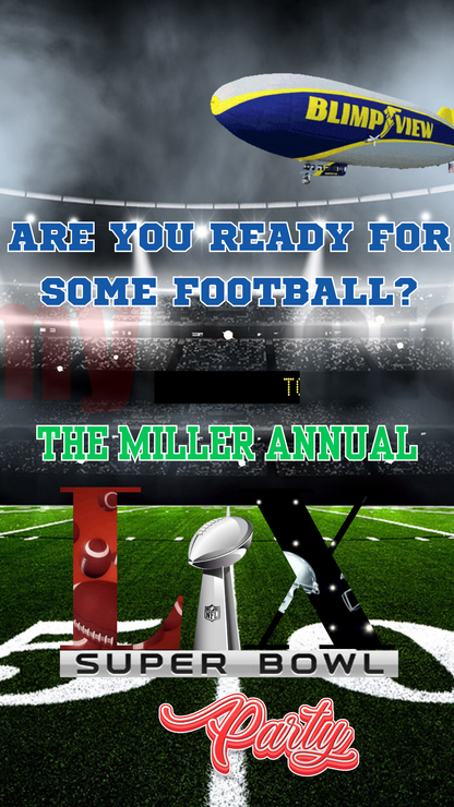 Editable Super Bowl LX Party Video Invitation | Digital Canva Template