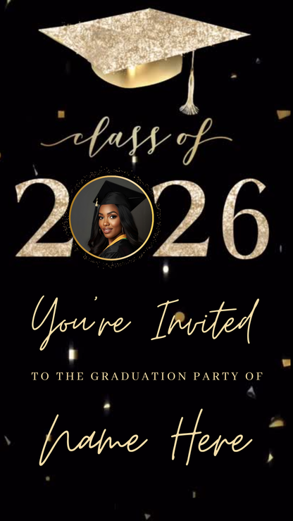 2026 Graduation Party Video Invitation | Digital Graduation Invite | Editable Online Canva Template