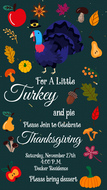 Editable Thanksgiving Video Invitation – Retro Animated Friendsgiving Digital Evite
