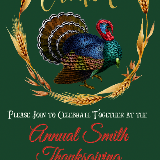 Thanksgiving Video Invitation with Menu | Vintage Turkey & Fall Glasses | Editable Animated Invite for Family Dinner Party