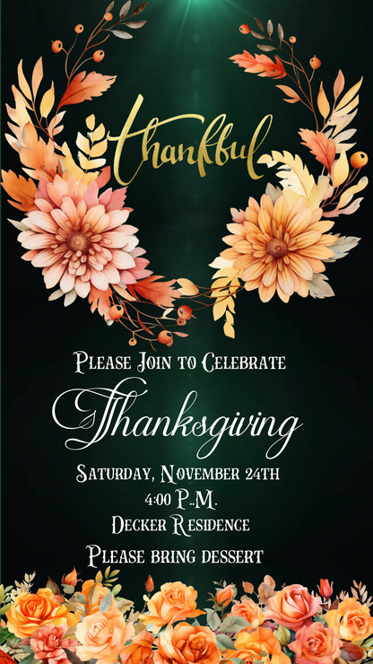 Editable Thanksgiving Video Invitation – Animated Friendsgiving Digital Evite