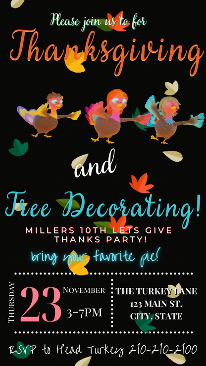 Editable Thanksgiving Video Invitation – We are Family Friendsgiving Digital Evite
