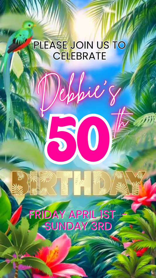 Tropical Video Invite and Itinerary - Animated Tropical Trip Schedule = Mobile Phone Agenda