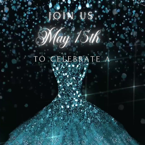 Editable Quinceañera invitation video template designed for mobile phones. Includes animated text, music, and photo customization. Perfect for Sweet 15 or Sweet 16 birthdays. Share instantly via text, WhatsApp, email, or social media. A beautiful, stunning design ideal for modern celebrations. Delivered as MP4 download—no physical item