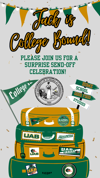 University of Alabama Birmingham College Sendoff Video Invitation | Editable Canva Template