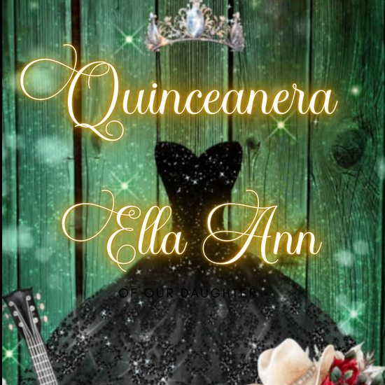 Editable Quinceañera Invitation Video Template – Elegant Sweet 15 with Black Gown, Rose Accents, Tiara and Green Barn Wood Background | Canva MP4 Digital Download for Mobile Sharing
