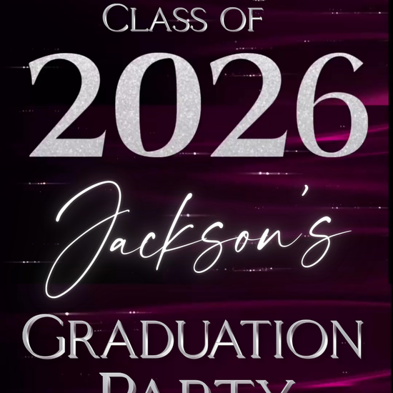 Graduation Party Video Invitation | Class of 2026 Violet and Silver Invite for Him | Editable Online RSVP Evite Canva Template