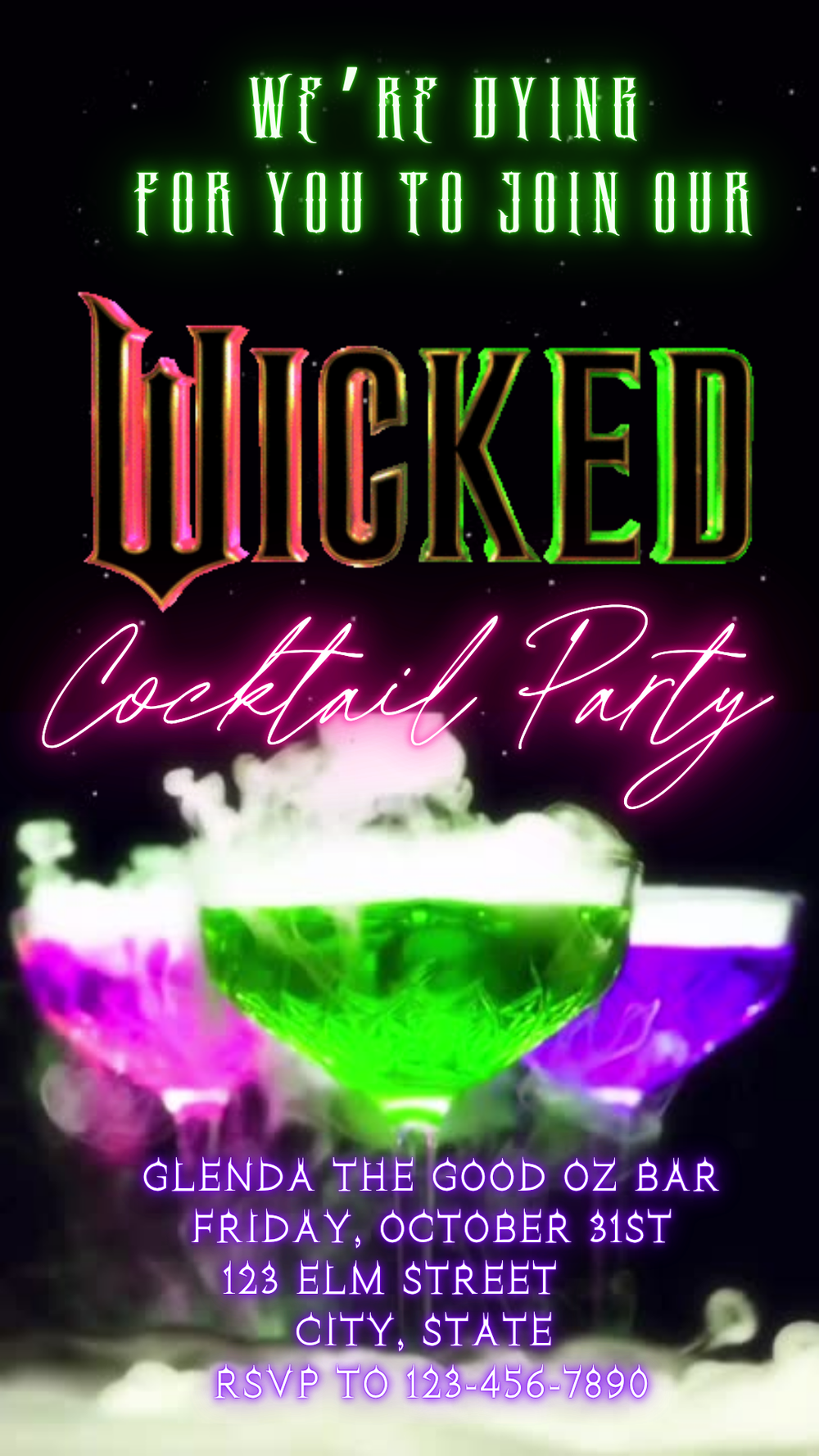 Wicked cocktails and costumes animated video invitation