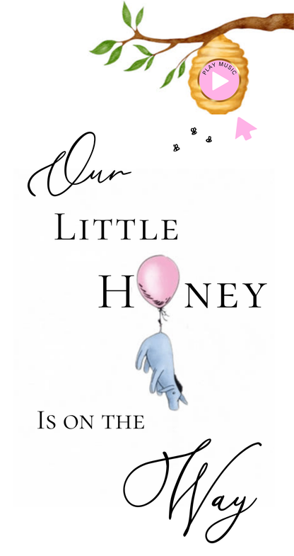 Winnie the Pooh Baby Shower Website with RSVP | Pink Girl Canva Template Invite
