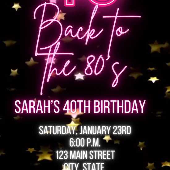 Smartphone showing Falling Star party video invitation with night sky background