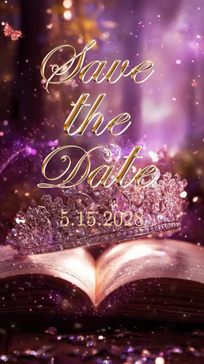 Lilac Quinceañera Video Invitation | Digital Princess Sweet 15 16 Animated Invite | Editable Canva Template