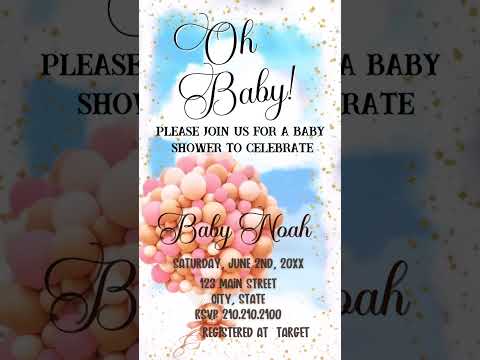 Pink balloons Baby Shower Video Invite