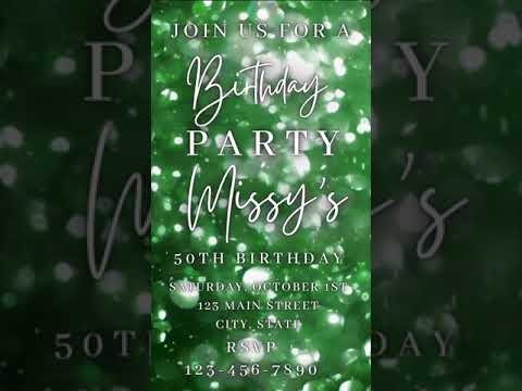 Green Sparkle Baubles Video Invitation, Any Occasion