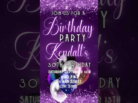 Purple balloons Video Invite