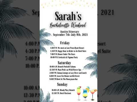 Tropical Bachelorette Invitation and Itinerary Template
