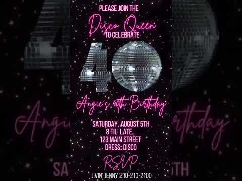 40th birthday disco invitation 