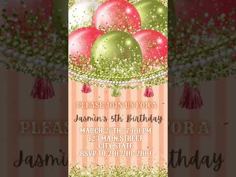 Peach Birthday Video invitation, Pink Carnival birthday invitation