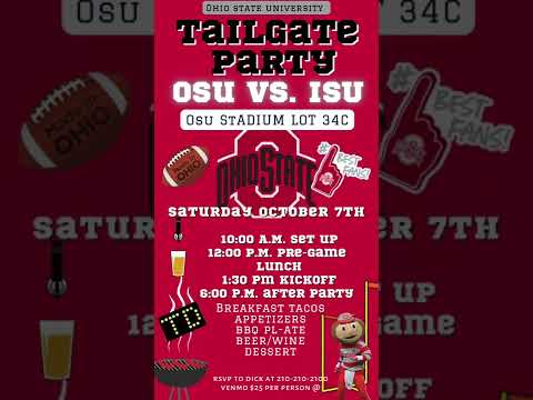 OSU Tailgating Video Invitation, Ohio State football Tailgate Party Invitation, Football Tailgating Invites, College Tailgating Invitation