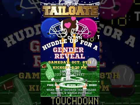 Super Bowl gender reveal Party Video Invitation, Football Party Invitation, Super Bowl LVII Invitation