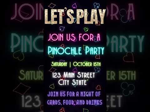 Pinochle Video Invitation, pinochle card game Invite