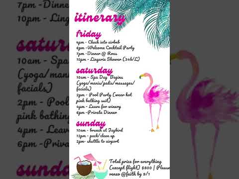 Tropical Invitation and Itinerary for Bachelorette or Birthday Party