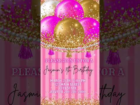 Pink and Gold Birthday Video invitation, Pink Carnival birthday invitation