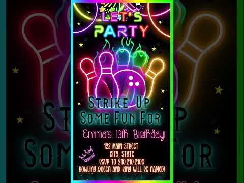 Glow Bowling Video Invite