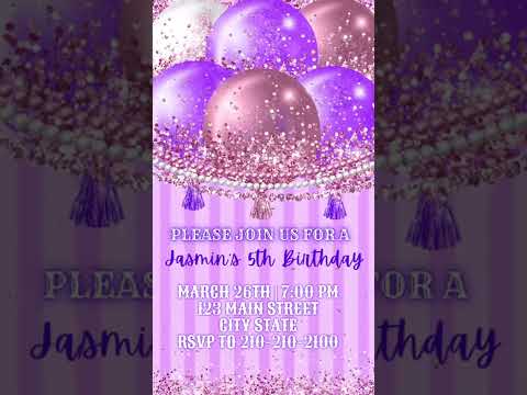 Purple Birthday Video invitation, Lavender Carnival birthday invitation
