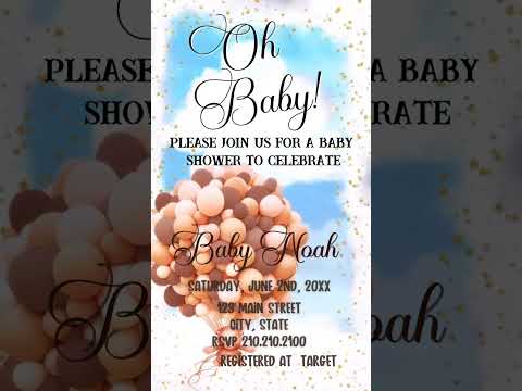 Brown balloons Baby Shower Video Invite