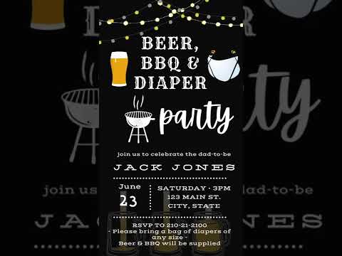 Beer and Diapers Baby Shower Video Invitation, BBQ Bab